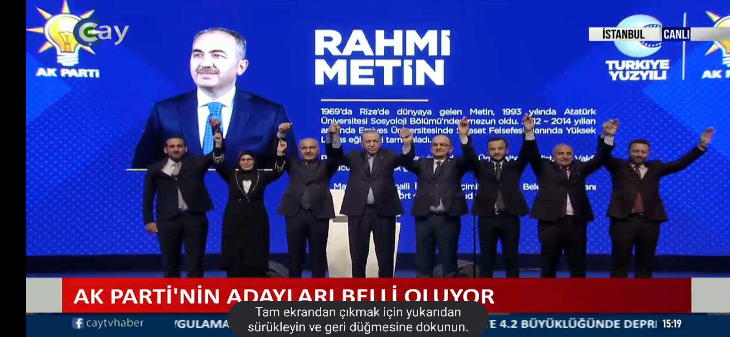 CUMHURBAŞKANI RECEP TAYYİP ERDOĞAN RİZE BELEDİYE BAŞKANI ADAYINI RAHMİ METİN OLARAK AÇIKLADI