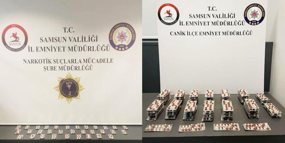 GENÇLERİ ZEHİRLEYECEKLERDİ. SAMSUN'DA İL EMNİYET MÜDÜRLÜĞÜ EKİPLERİ TARAFINDAN 2 İLÇEDE YAPILAN UYGULAMALARDA 4 KİŞİ GÖZALTINA ALINIRKEN, TOPLAM BİN 961 ADET SENTETİK ECZA ELE GEÇİRİLDİ