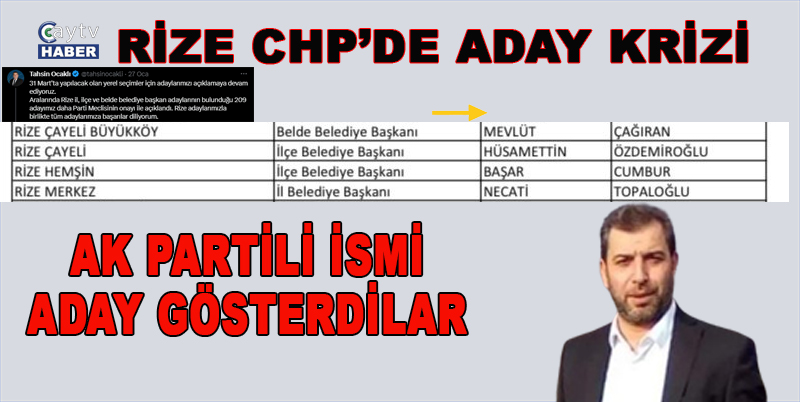 Rize CHP'te Aday Gösterme Krizi: AK Partili İsim CHP Listesinde