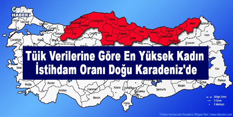 Tüik Verilerine göre en yüksek kadın istihdam oranı doğu karadeniz'de