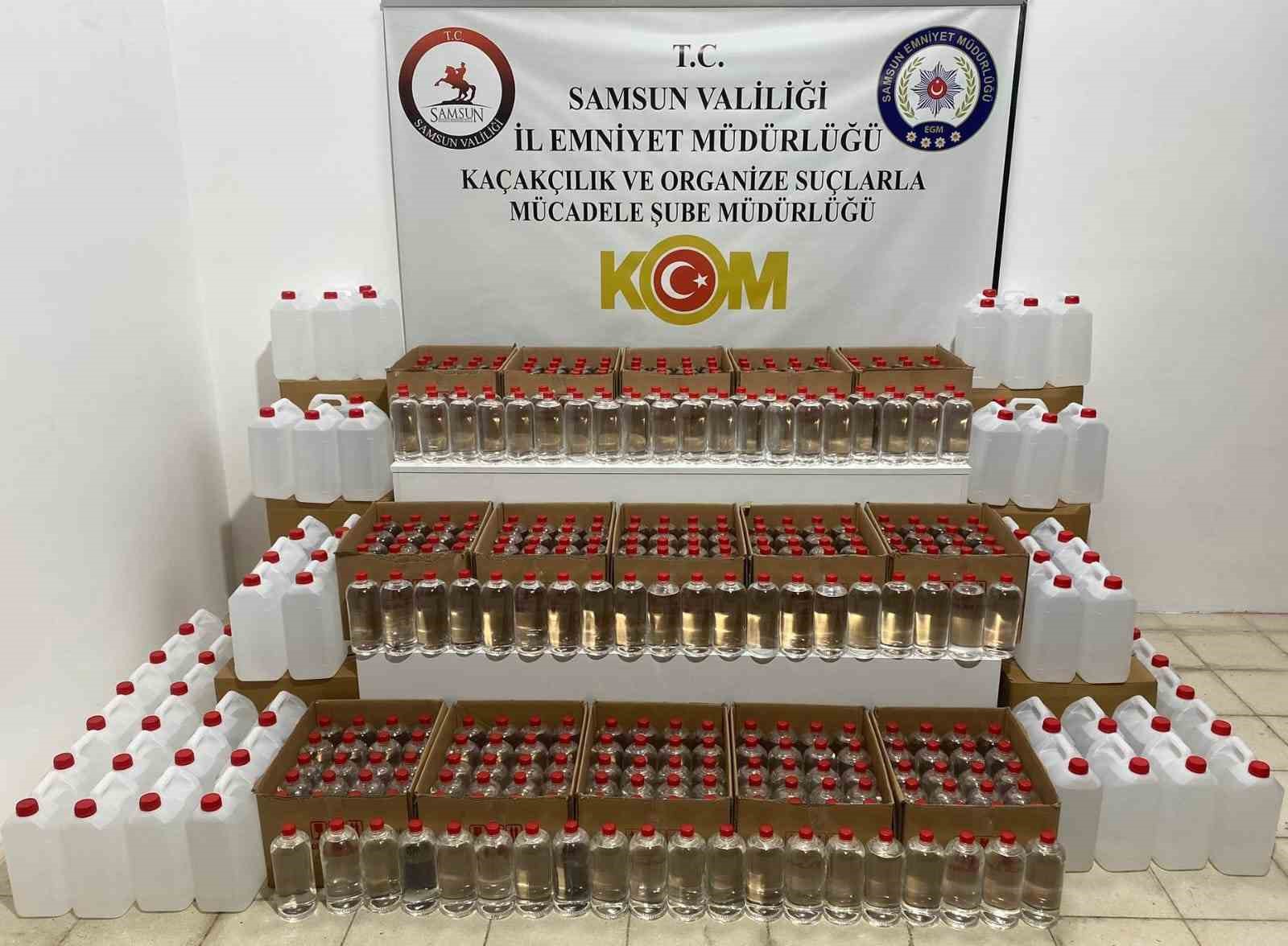 Samsun’da büyük operasyon , 1 ton etil alkol ele geçirildi