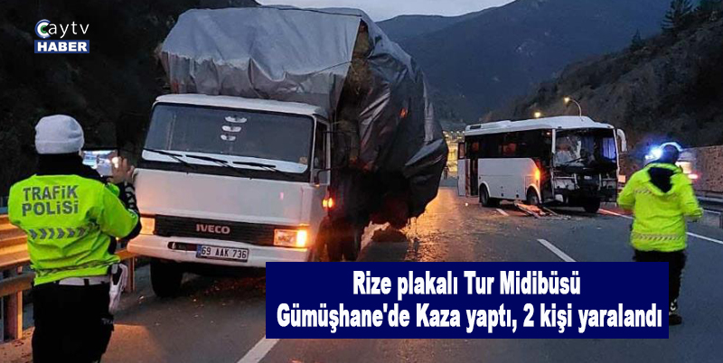 Rize plakalı Tur Midibüsü Gümüşhane'de kaza yaptı, 2 kişi yaralandı