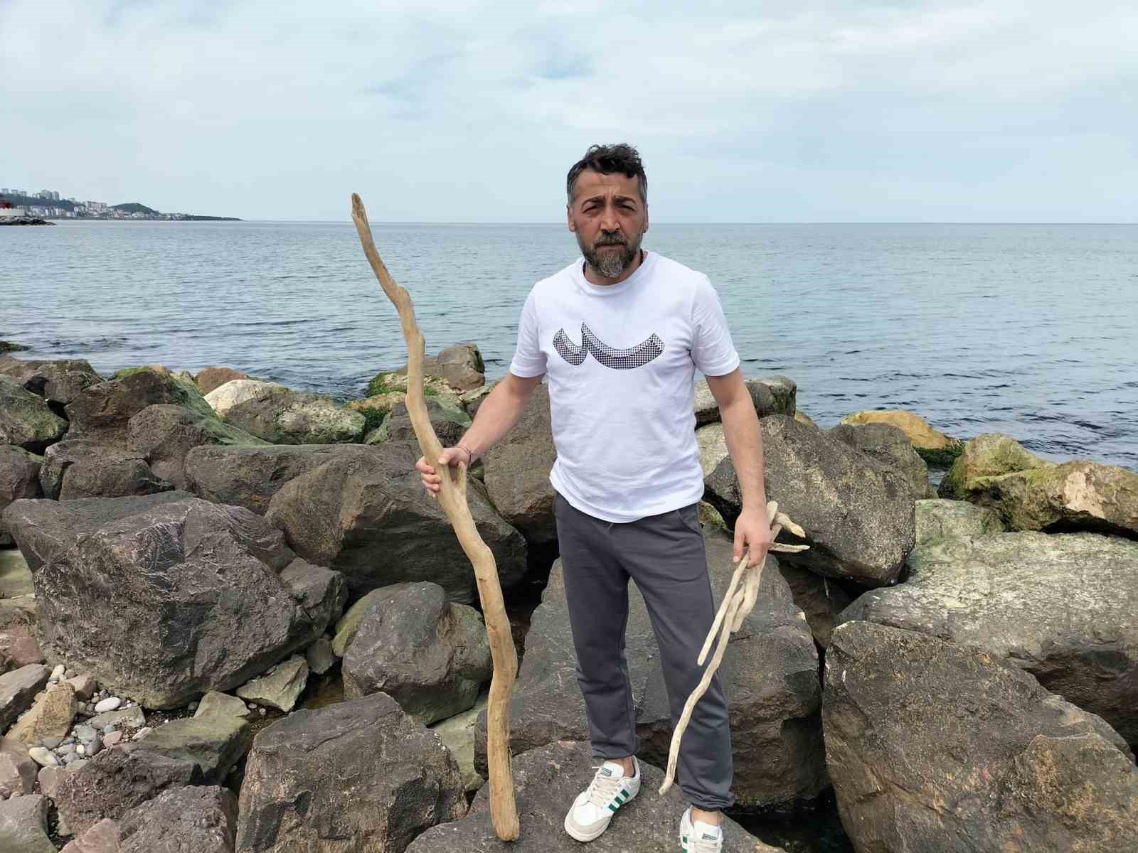 Ordu'da Denizden Topladıkları Ağaç Parçaları İle Dekoratif Eşyalar Üretiyor