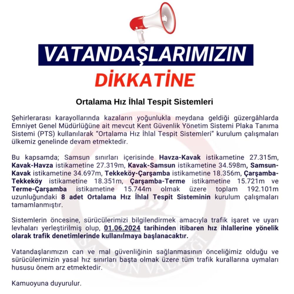 Samsun'da yaşayanlar valilik duyurdu , dikkat edin ?