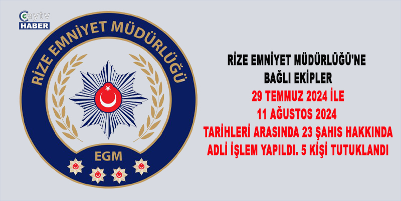Rize Emniyet Müdürlüğü’nden Uyuşturucu Operasyonu: 23 Şahıs Hakkında Adli İşlem Yapıldı