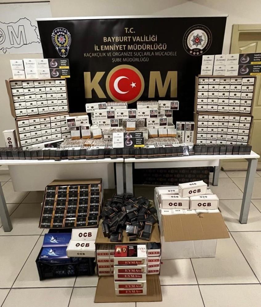Bayburtta çok sayıda kaçak sigaraya el konuldu