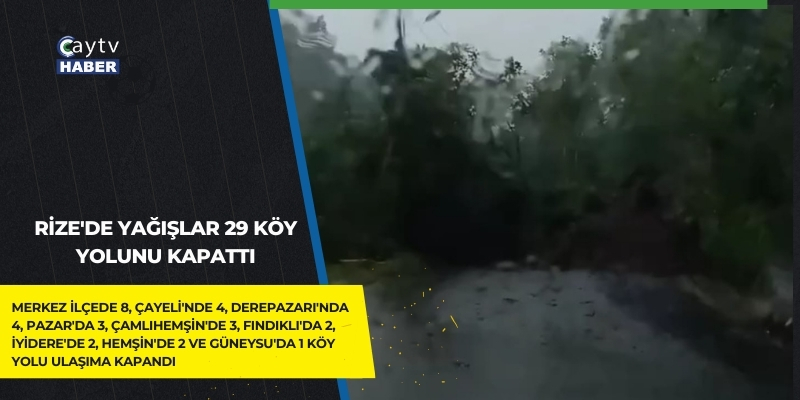 Rize'de Yağışlar 29 Köy Yolunu Kapattı