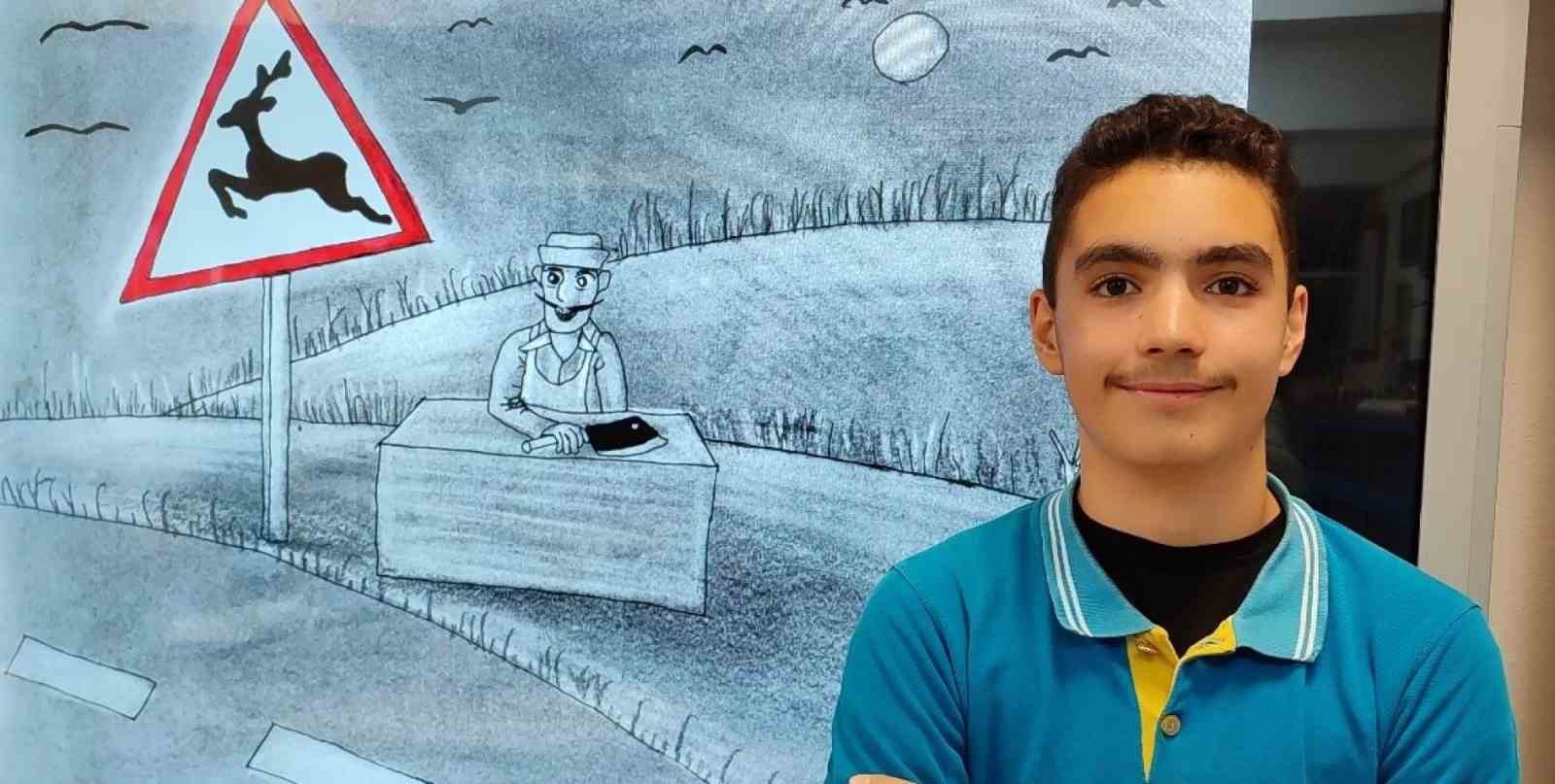 Sinop’ta Ortaokul Öğrencisinin Çizdiği Karikatür, "dünya Birinciliği" Ödülü Aldı