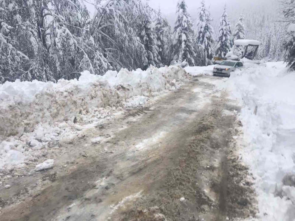 Rize’de etkili olan kar yağışı, iki ilçede 21 köy yolunun ulaşıma kapanmasına neden oldu