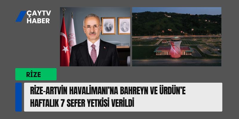 Rize-Artvin Havalimanı’na Bahreyn ve Ürdün’e Haftalık 7 Sefer Yetkisi