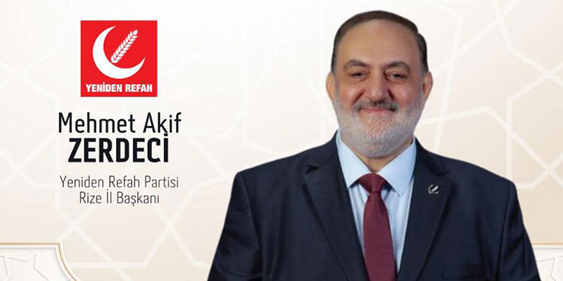 Yeniden Refah Partisi Rize İl Başkanı Mehmet Akif Zerdeci 29 Ekim Cumhuriyet Bayramı dolayısı ile bir mesaj yayınladı