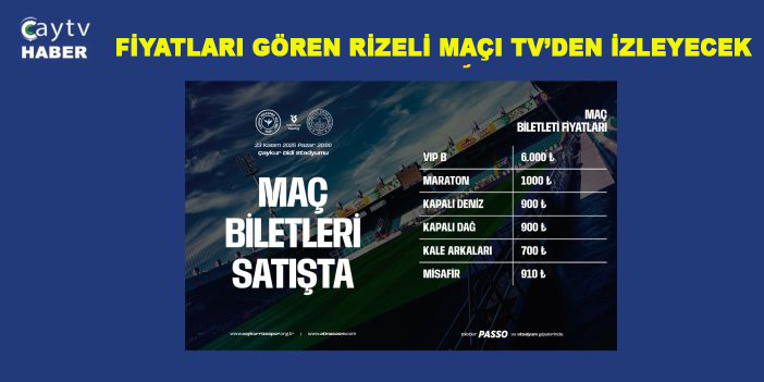 ÇAYKUR RİZESPOR – FENERBAHÇE maçının biletleri satışa çıktı.