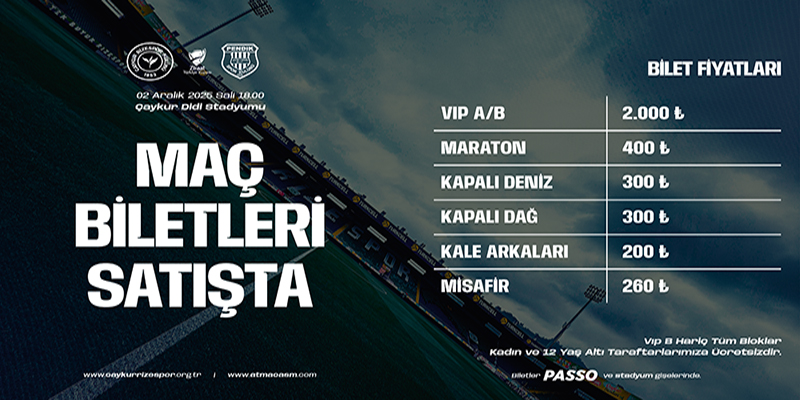 Ç.Rizespor'da kupa maçı biletleri satışa sunuldu