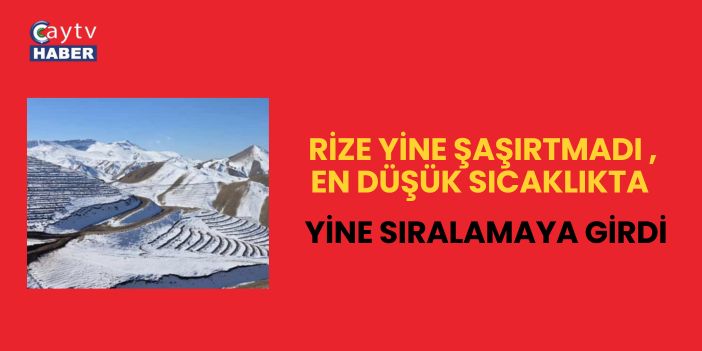 Rize yine şaşırtmadı , En düşük sıcaklıkta yine sıralamaya girdi