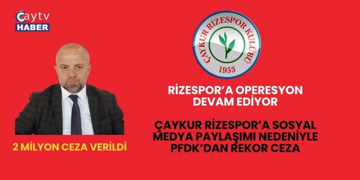 Çaykur Rizespor’a Sosyal Medya Paylaşımı Nedeniyle PFDK’dan Rekor Ceza