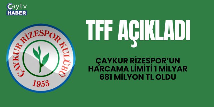 TFF Açıkladı: Çaykur Rizespor’un Harcama Limiti 1 Milyar 681 Milyon TL Oldu