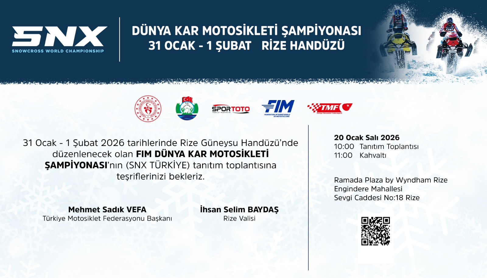 SNX Dünya Kar Motosikleti Şampiyonası Rize Handüzü’nde düzenlenecek