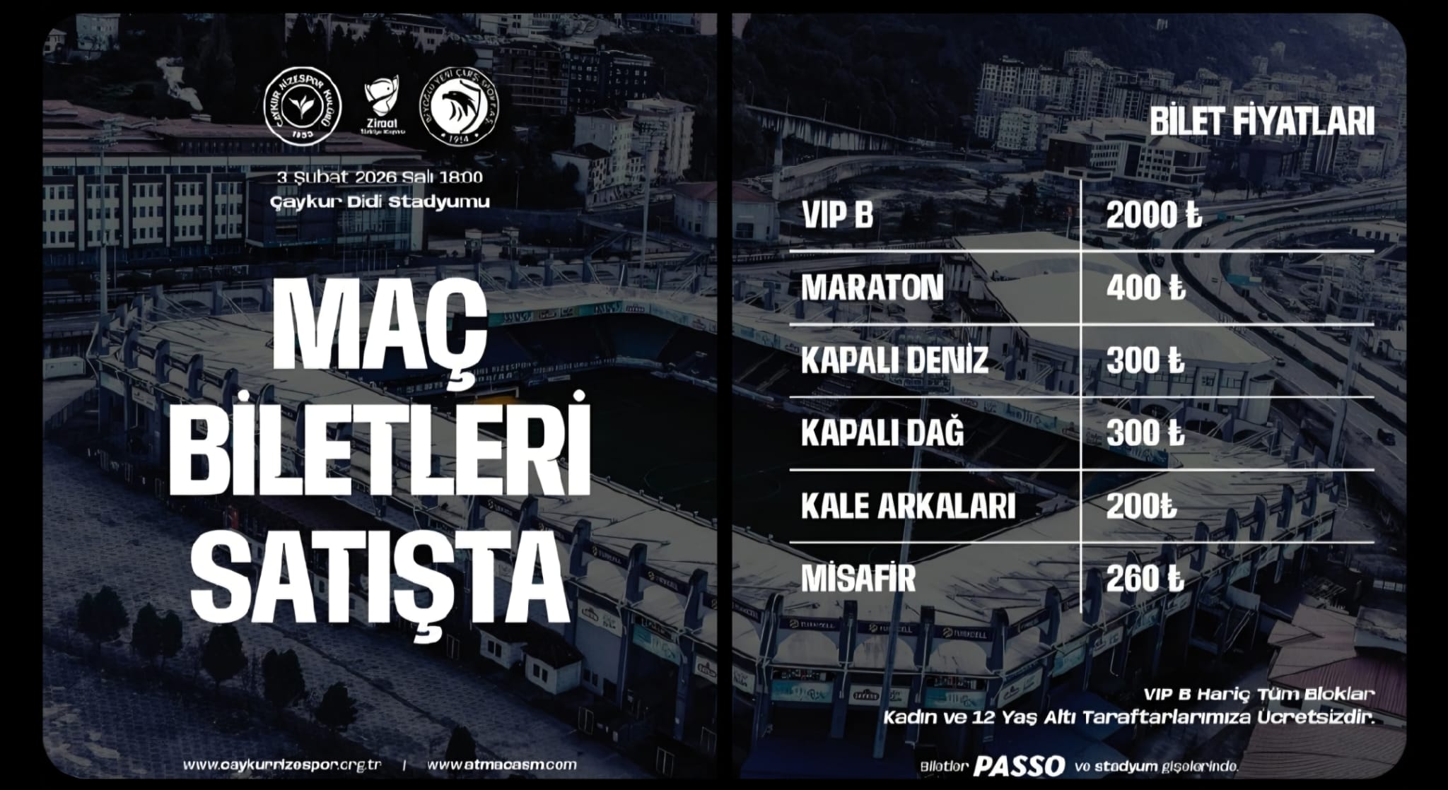 Çaykur Rizespor – Beyoğlu Yeni Çarşı kupa maçının biletleri satışa çıktı