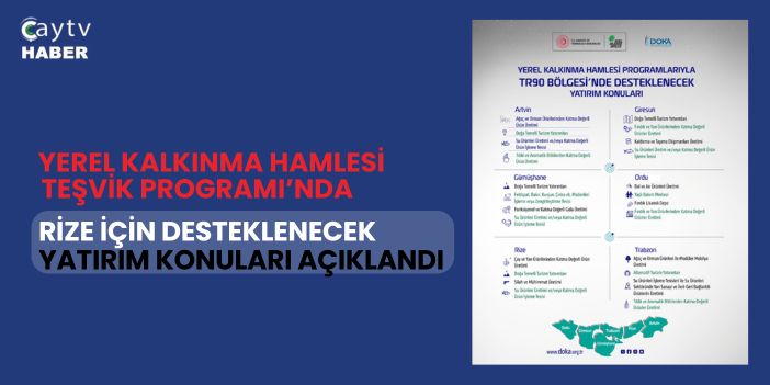 Yerel Kalkınma Hamlesi Teşvik Programı’nda Rize İçin Desteklenecek Yatırım Konuları Açıklandı