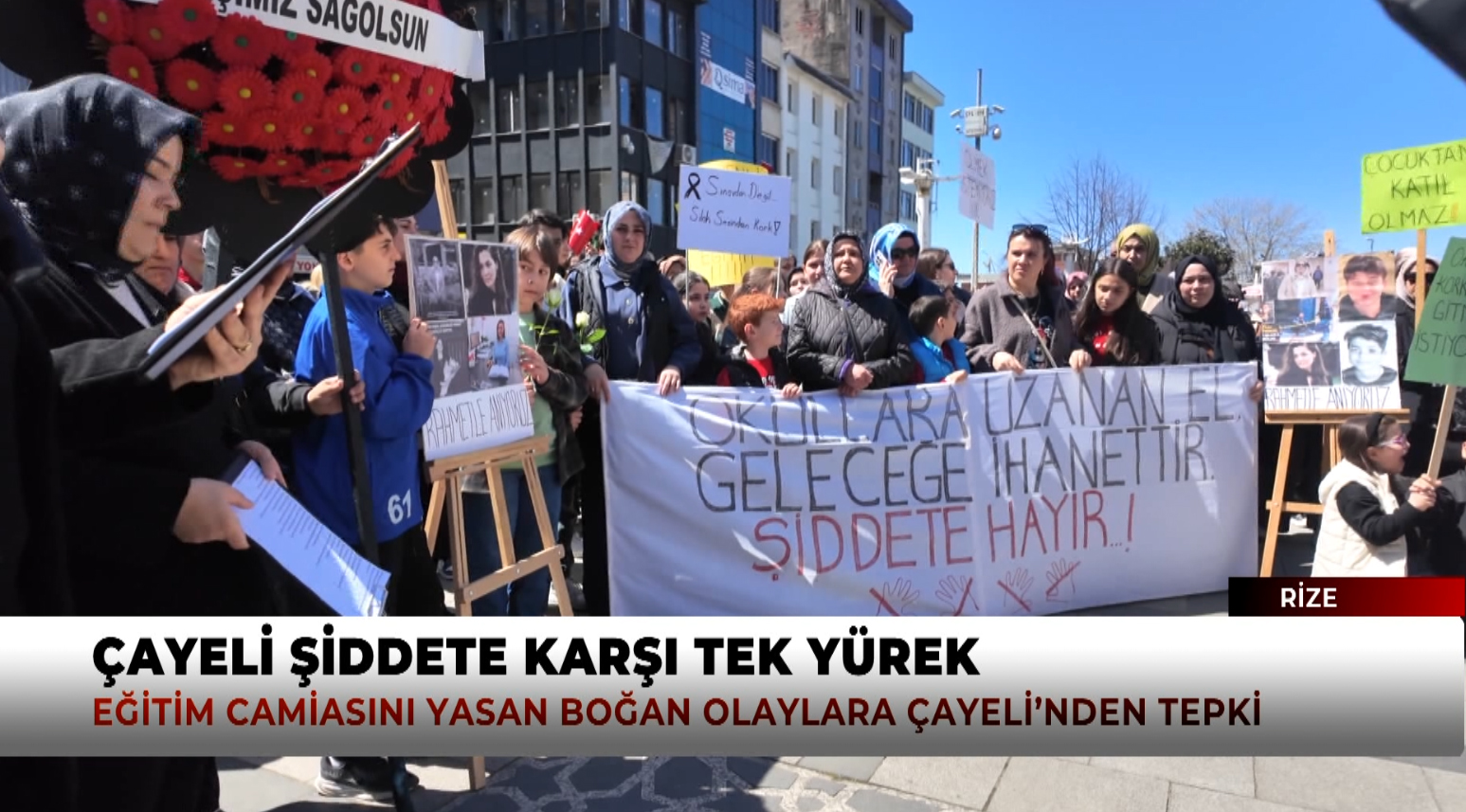 Çayeli Şiddete Karşı Tek Yürek: Eğitim Camiasına Destek Yürüyüşü