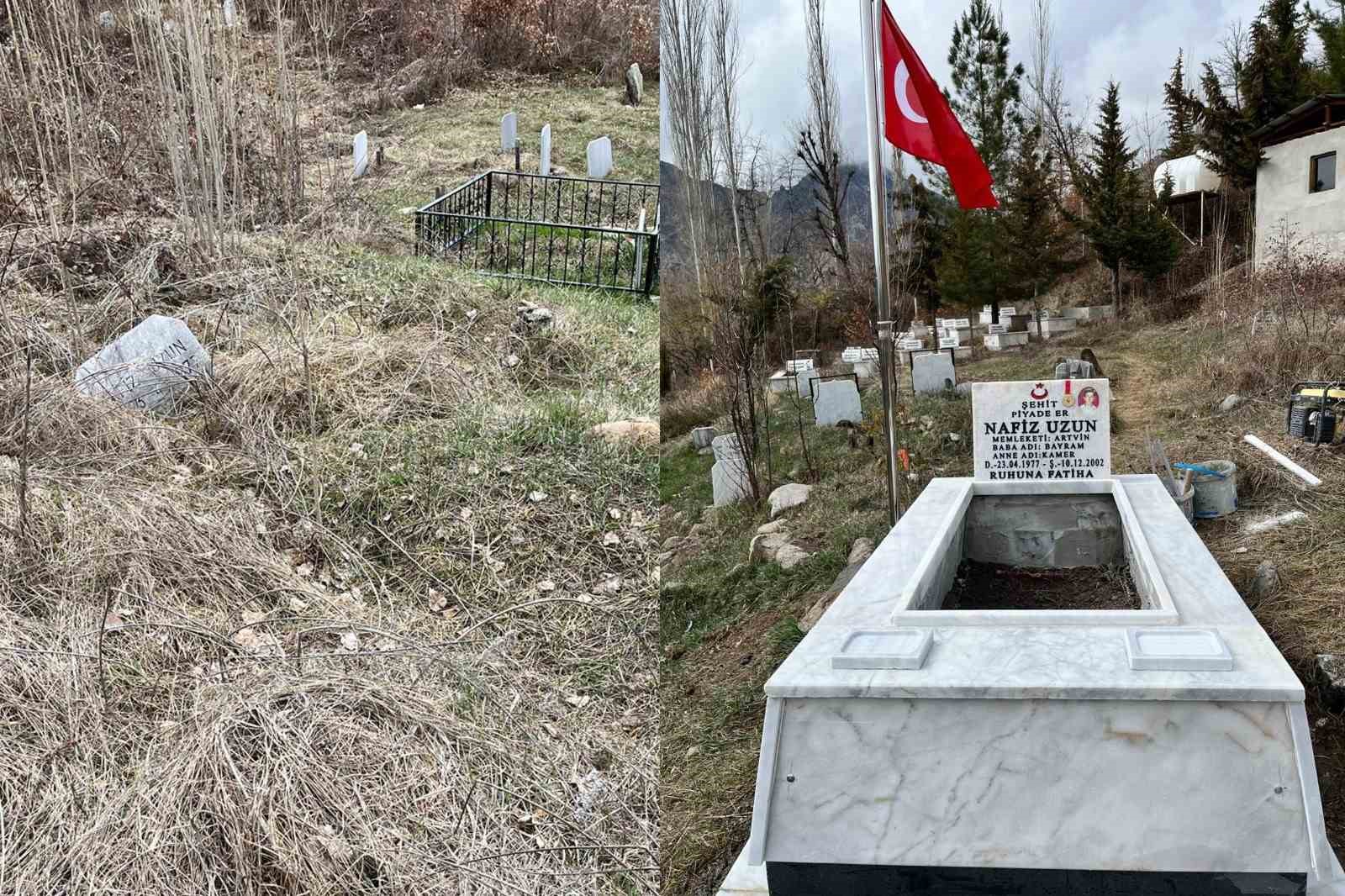 Artvin’de Şehit Mezarları Yenilenerek Bakıma Alındı