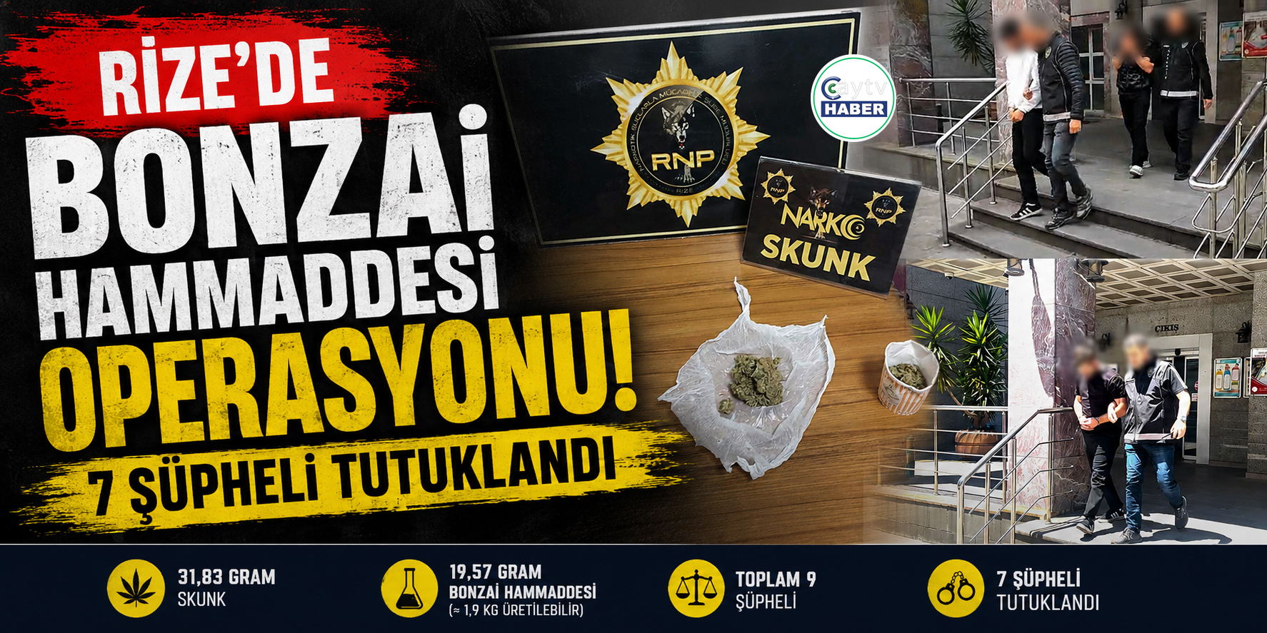 Rize’de Bonzai Hammaddesi Operasyonu: 7 Şüpheli Tutuklandı