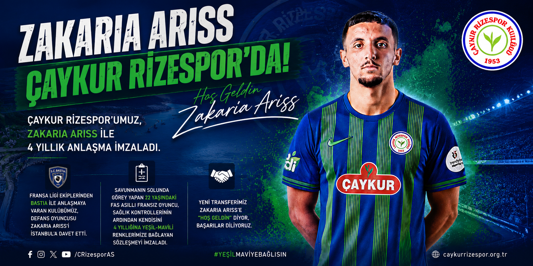 Zakaria Ariss Çaykur Rizespor'da Çaykur Rizespor, savunmanın solunda görev yapan Zakaria Ariss'i kadrosuna kattı