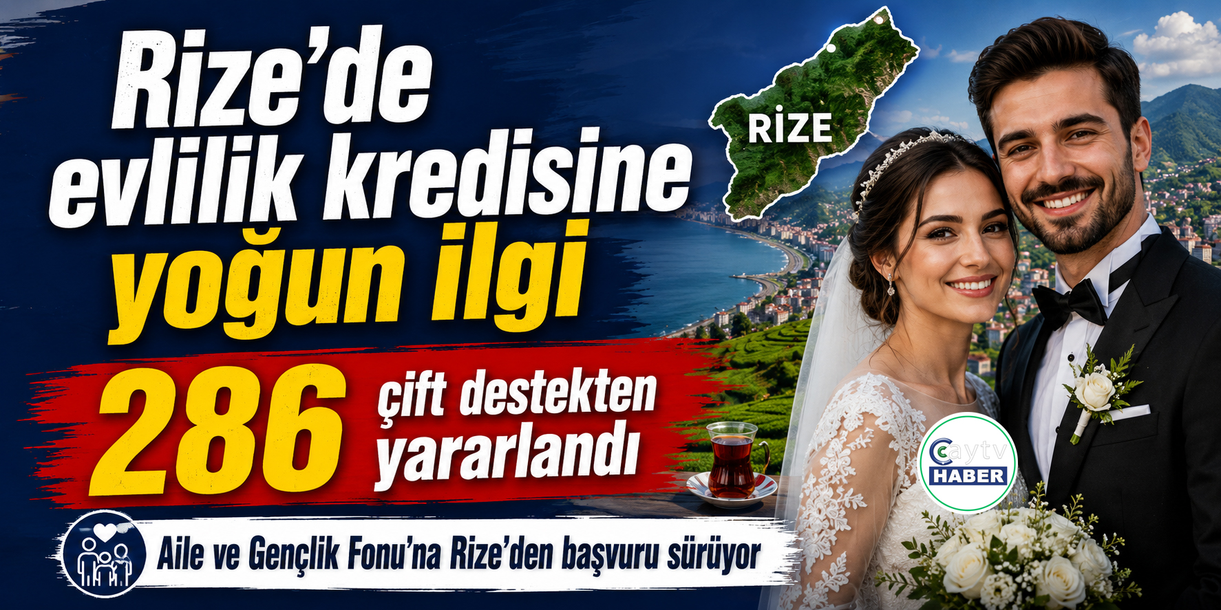 Rize’de evlilik kredisinden yararlanan çift sayısı 286’ya ulaştı