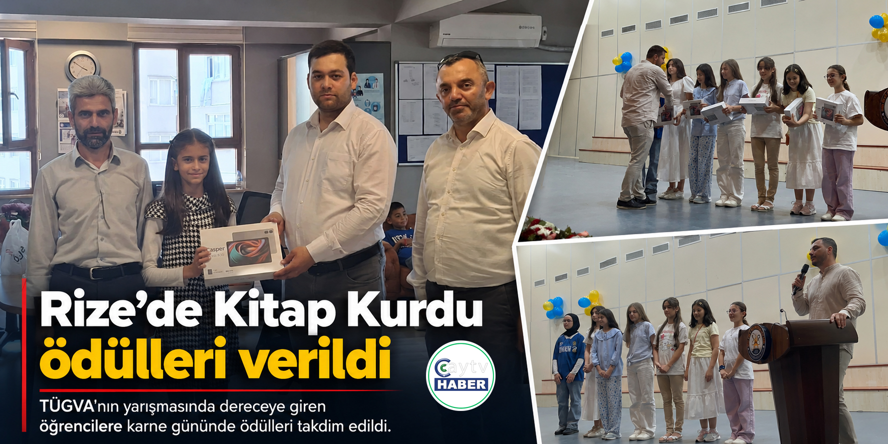 Rize’de Kitap Kurdu Yarışmasında Dereceye Giren Öğrencilere Ödülleri Verildi