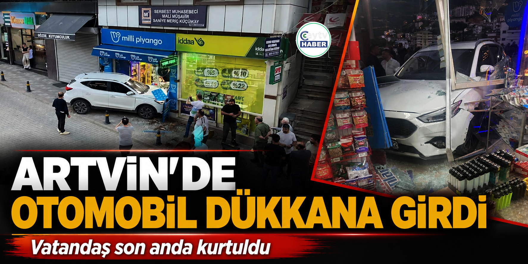 Artvin’de kontrolden çıkan otomobil iş yerine girdi