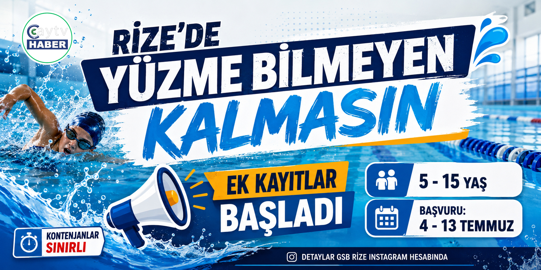 Rize’de “Yüzme Bilmeyen Kalmasın” Projesine Ek Kayıtlar Başladı