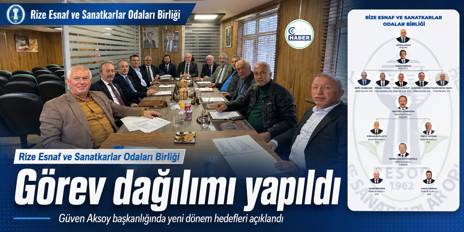 Rize Esnaf ve Sanatkarlar Odaları Birliği görev dağılımı yaptı