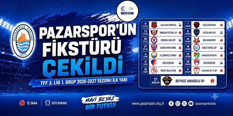 Pazarspor’un Yeni Sezon Yol Haritası Belli Oldu: İlk Maç Deplasmanda!