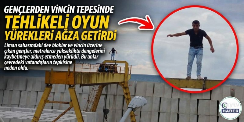 Gençlerin Dev Bloklar Ve Vincin Üzerinde Tehlikeli Oyunu