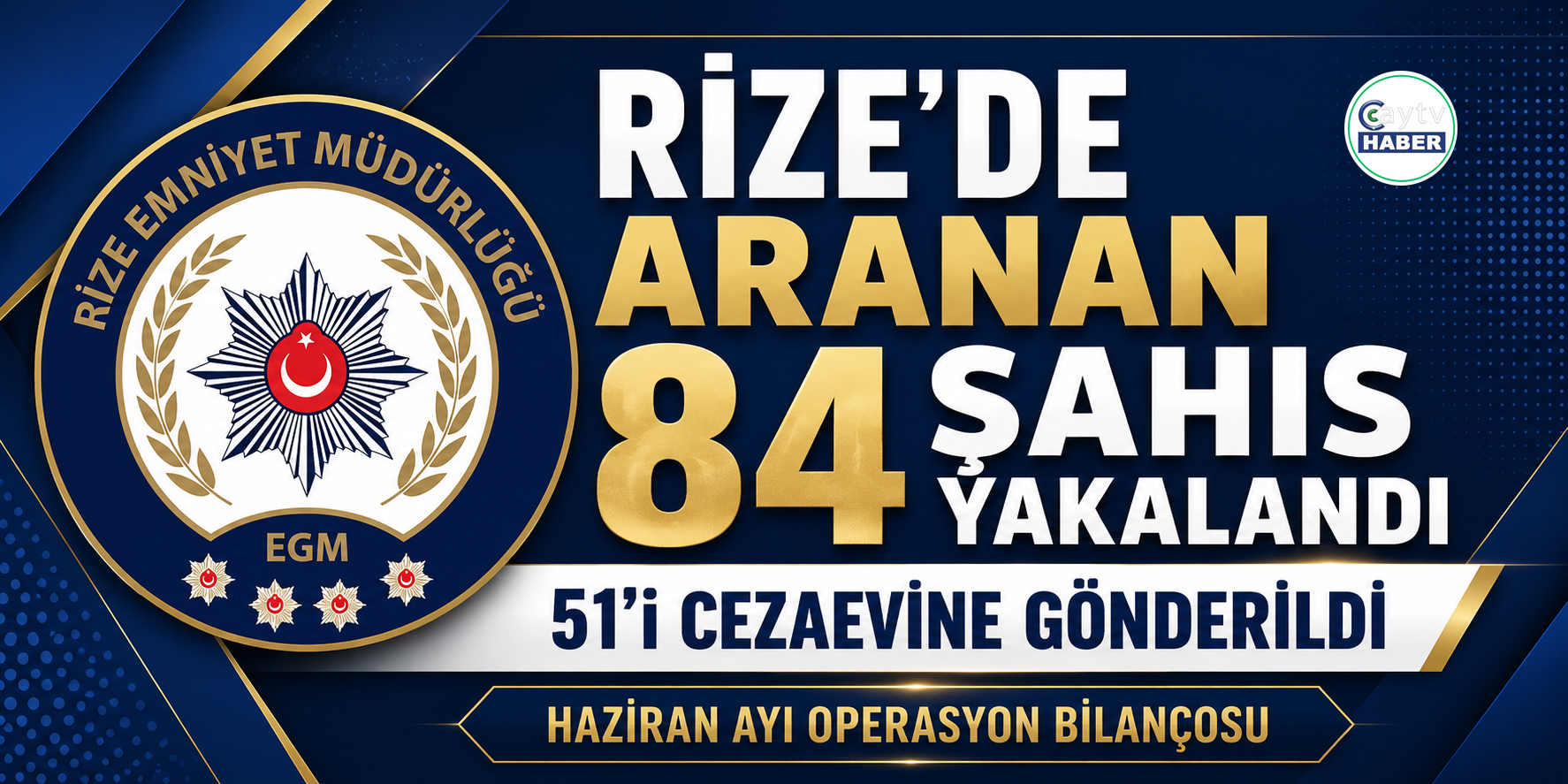 Rize’de aranan 84 kişi yakalandı, 51’i cezaevine gönderildi