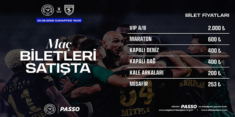 Çaykur Rizespor-Samsunspor maçının biletleri satışta
