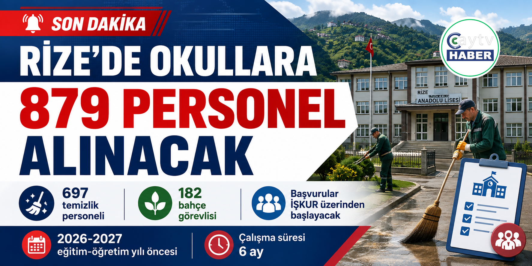 Rize’de okullar için 879 kişilik istihdam