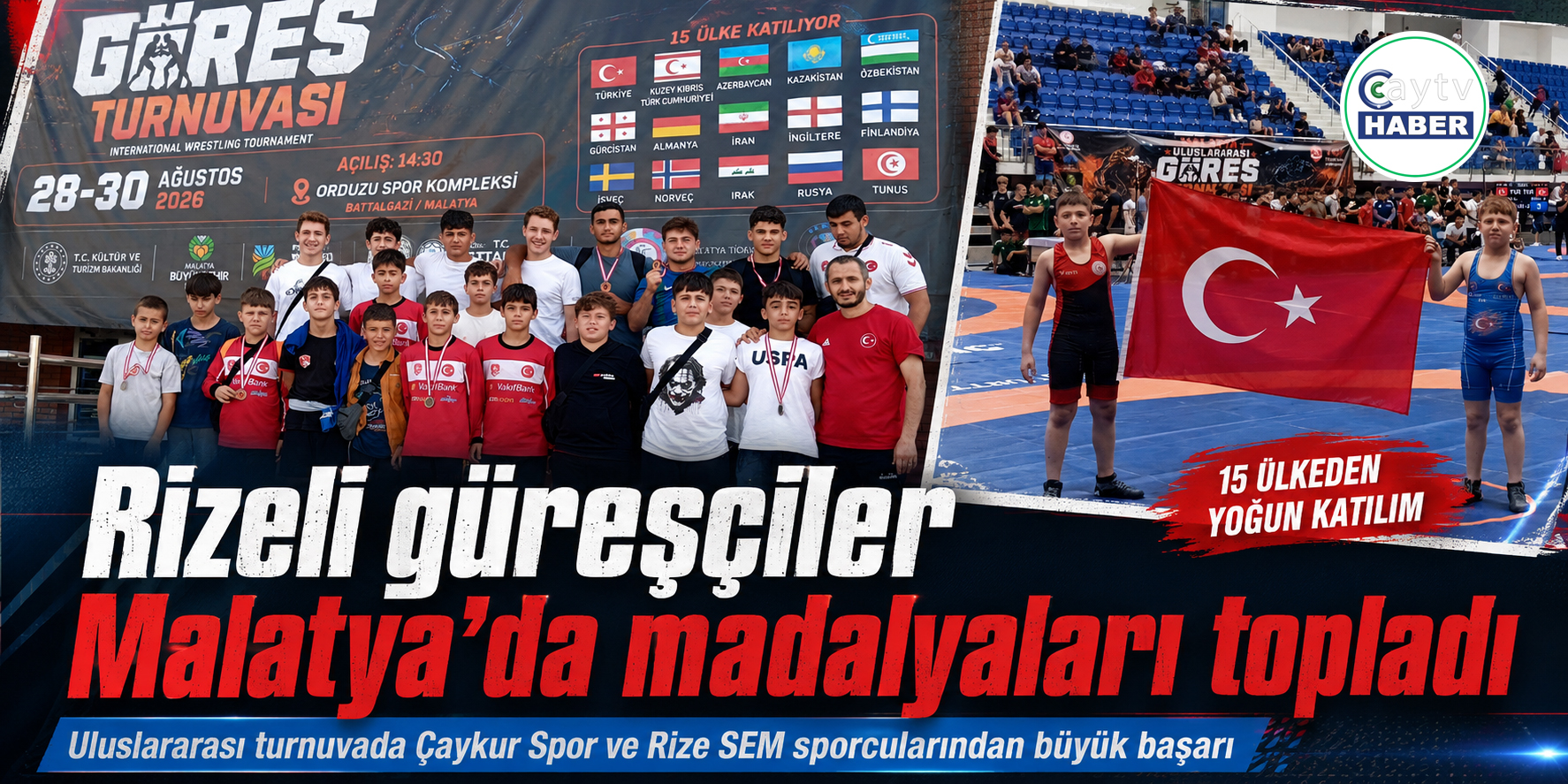 Rizeli güreşçiler Malatya’dan madalyalarla döndü