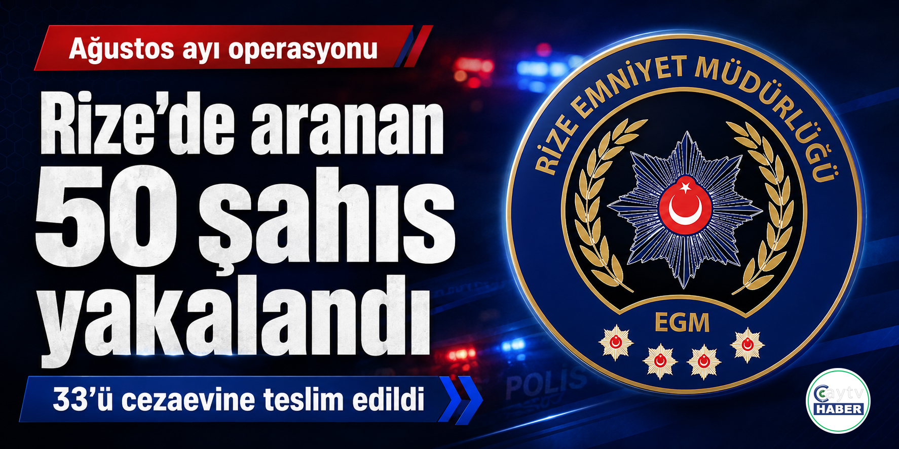 Rize’de aranan 50 kişi yakalandı, 33’ü cezaevine gönderildi