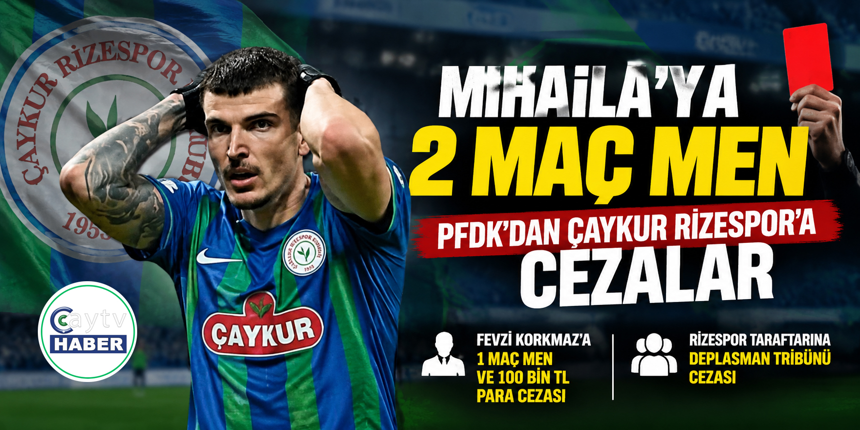 PFDK’dan Çaykur Rizespor’a Cezalar: Mihaila 2 Maç Yok