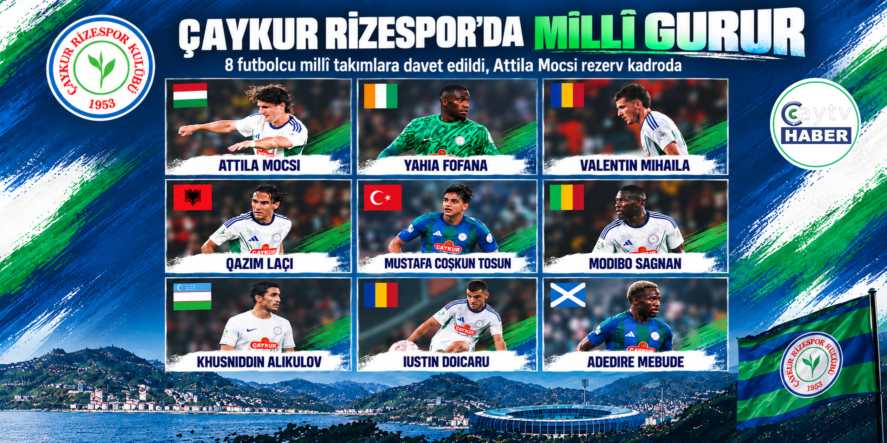 Çaykur Rizespor’dan millî takımlara 8 futbolcu: 1 isim de rezerv listede