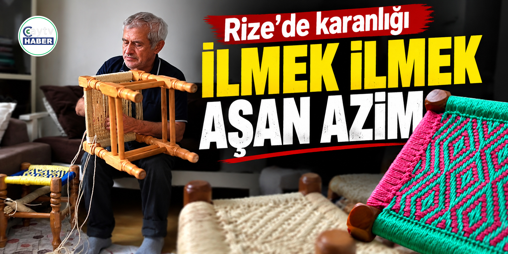Rize’de karanlığa meydan okuyan usta: İlmekleri parmaklarıyla sayarak motif işliyor