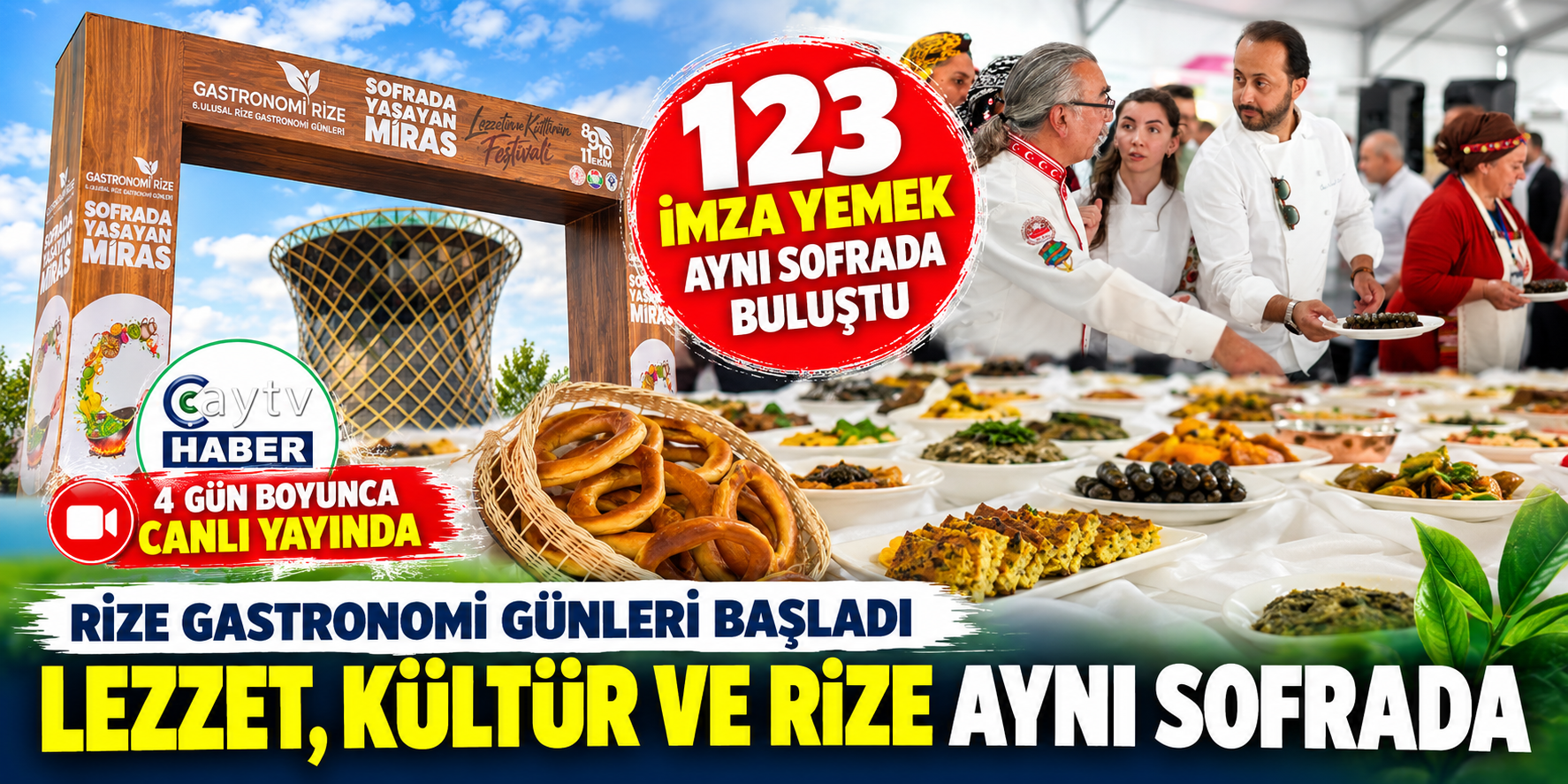 Rize’de 123 İmza Yemek Aynı Sofrada Buluştu! Gastronomi Günleri 4 Gün Boyunca ÇayTV’de Canlı Yayında