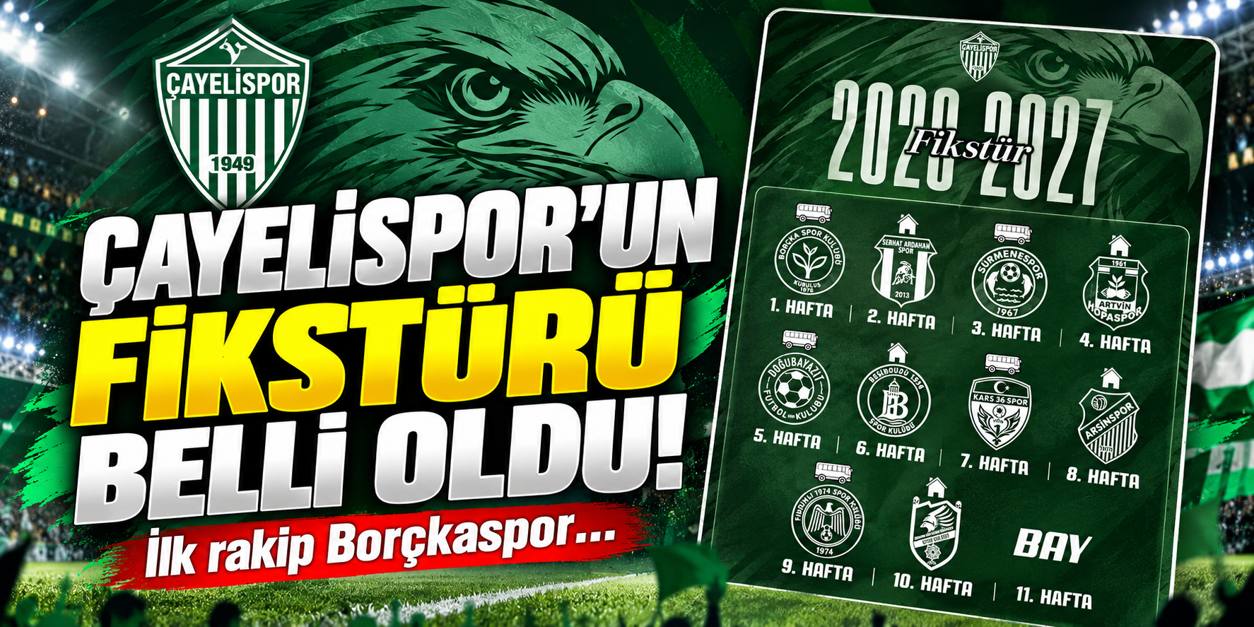 Çayelispor’un 2026-2027 Sezonu Fikstürü Belli Oldu! İlk Rakip Borçkaspor