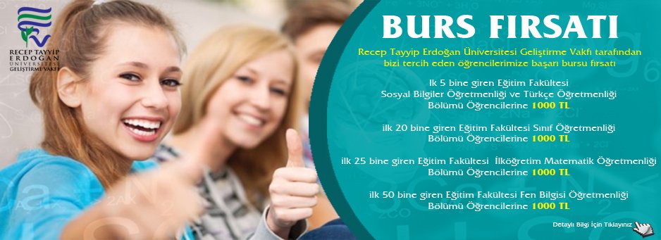 RTEÜ'den İnanılmaz Burslar... RTEÜ Türkiye'nin Devleriyle Yarışıyor