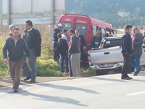 Rize'nin dörtyol mevkisinde kaza