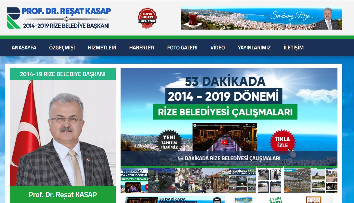 ESKİ RİZE BELEDİYE BAŞKANI REŞAT KASAP'TAN TANITIM SİTESİ