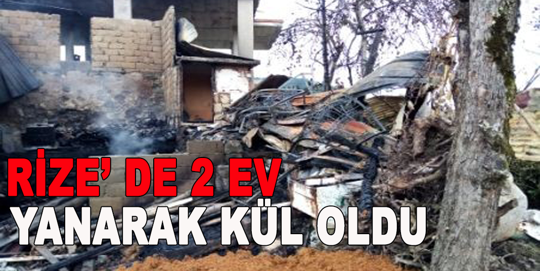Rize'de 2 ev yanarak kül oldu