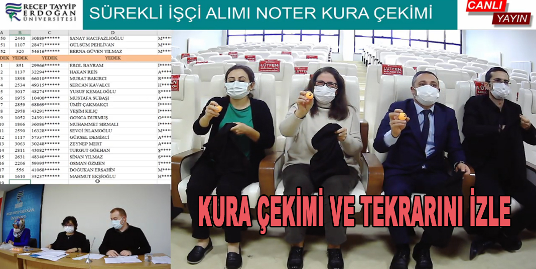 Recep Tayyip Erdoğan Üniversitesi Kura Çekimi 2020