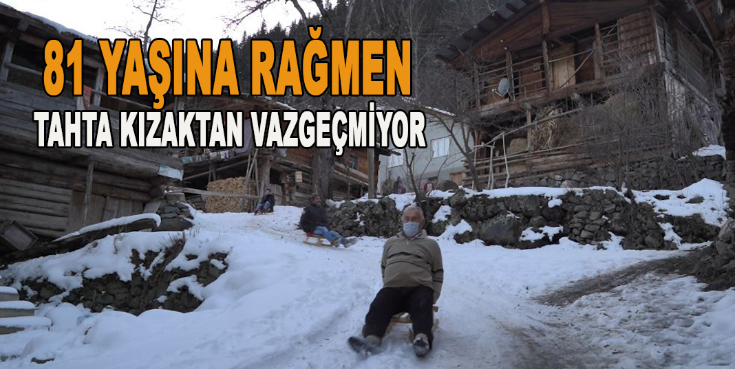 Artvin’de köylülerin tahta kızak keyfi